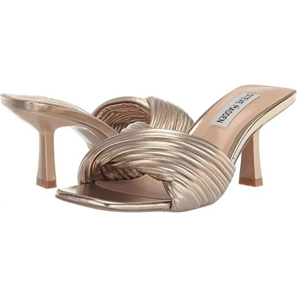 Steve Madden Twinkled Gold Braided Mule Slide Sandals size 38.5